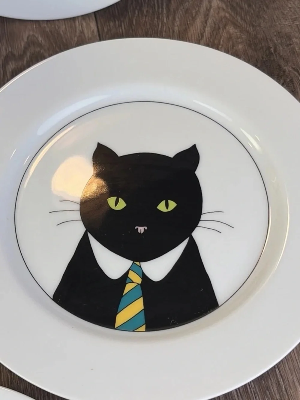 Set of 4 Plates & 4 Mugs Dept 56 Cat's Meow His & Hers Black Cat 7.5